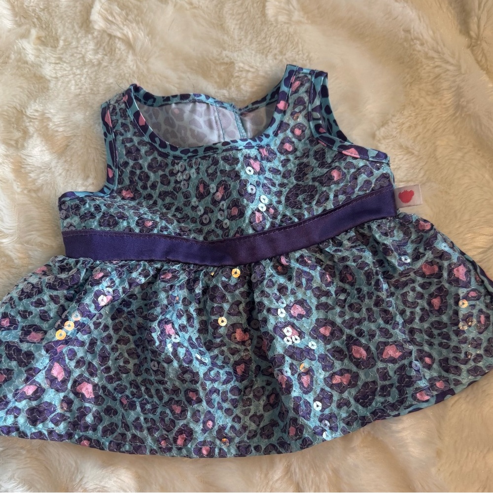 Build A Bear Leopard Print Dress with Purple Accents